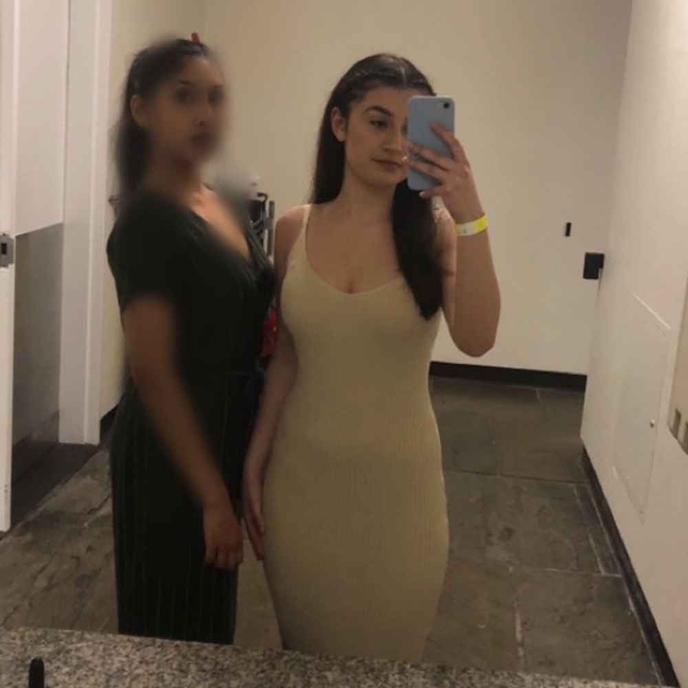 Cream Beige Ribbed Dress - Picture 1 of 3